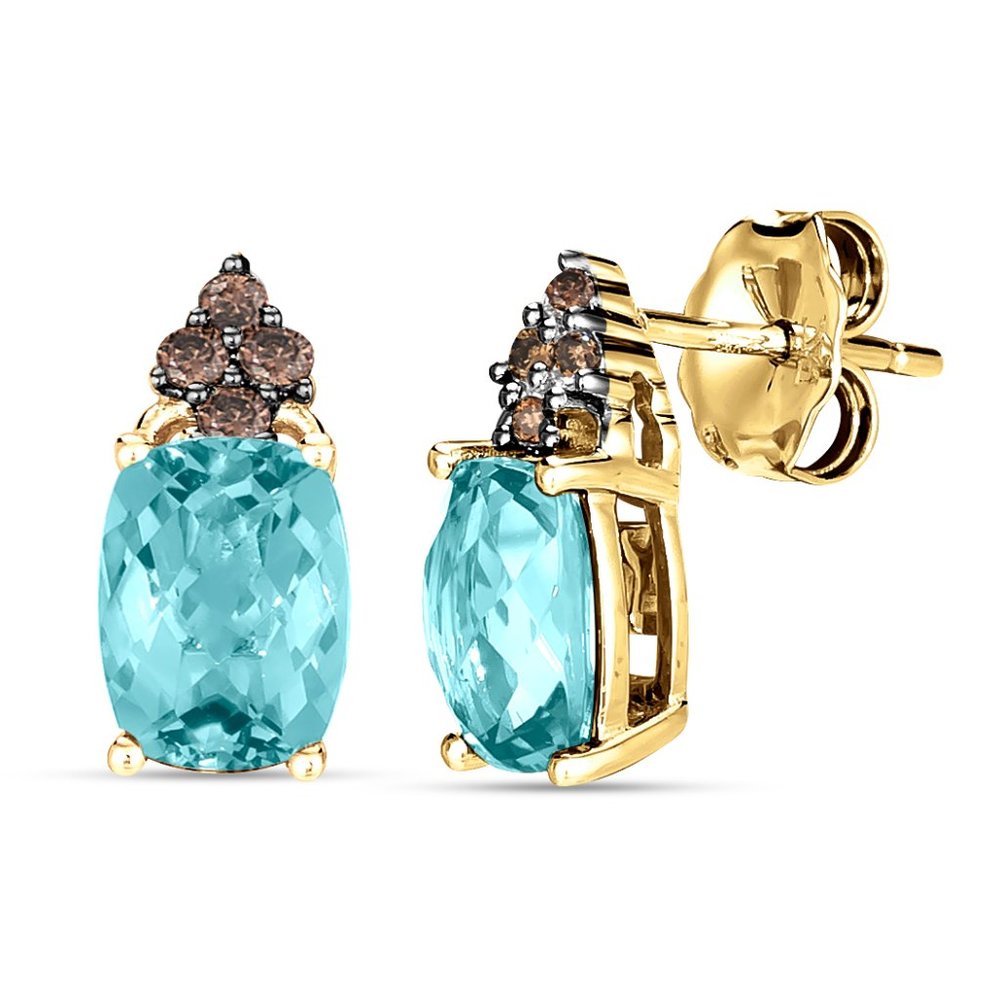 Le Vian Chocolatier  Earrings featuring Aquamarine Chocolate Diamonds Honey Gold